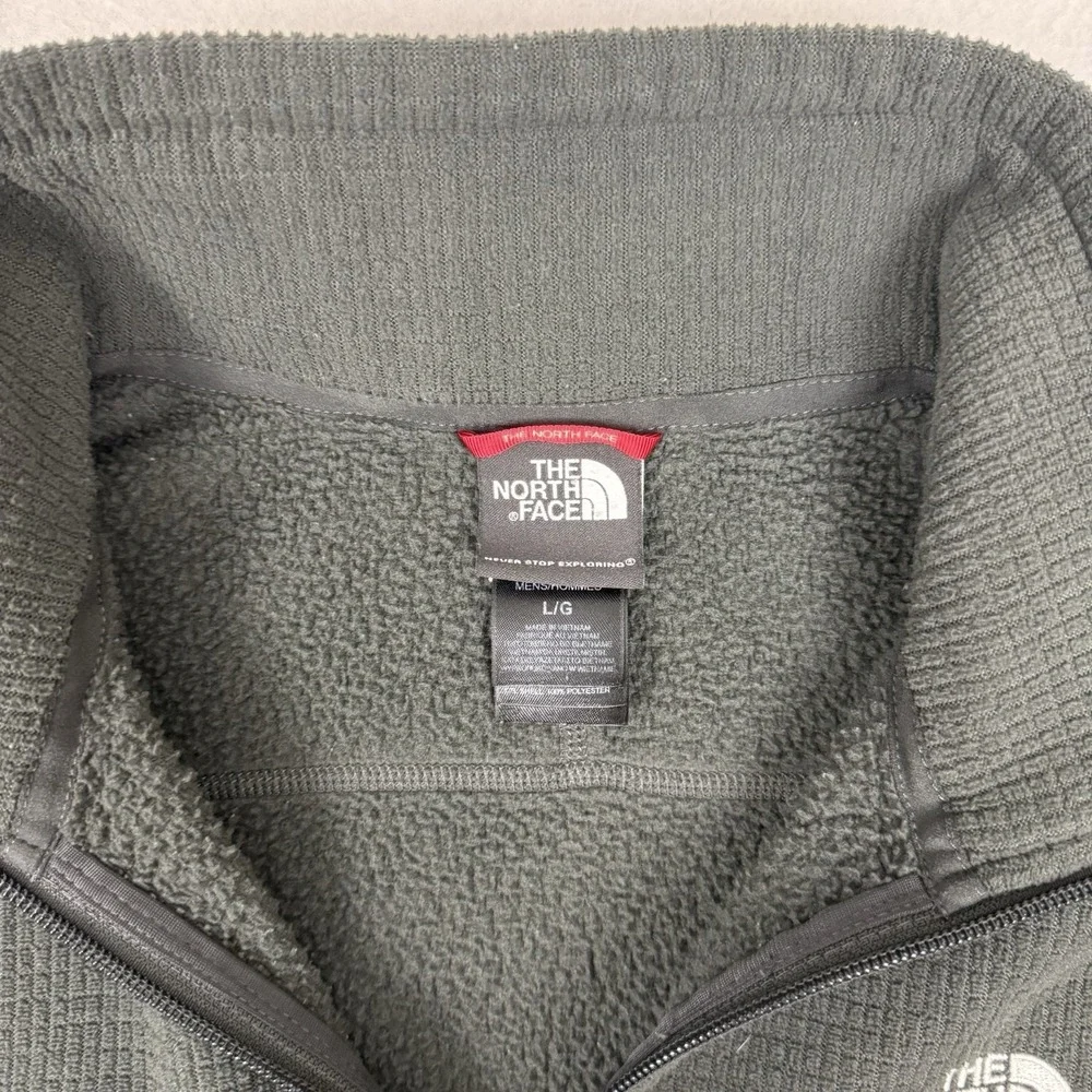 The North Face Mens Large 1/4 Zip Grid Fleece‎ Pullover Green Waffle Knit A32S